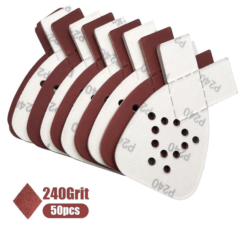 MFBJXC 50PCS Mouse Sander Sandpaper with Extra 2 Tips for Replacement Detail Sander Sanding Pads 12 Holes Hook and Loop Black and Decker Mouse Sander Pads - Image 3